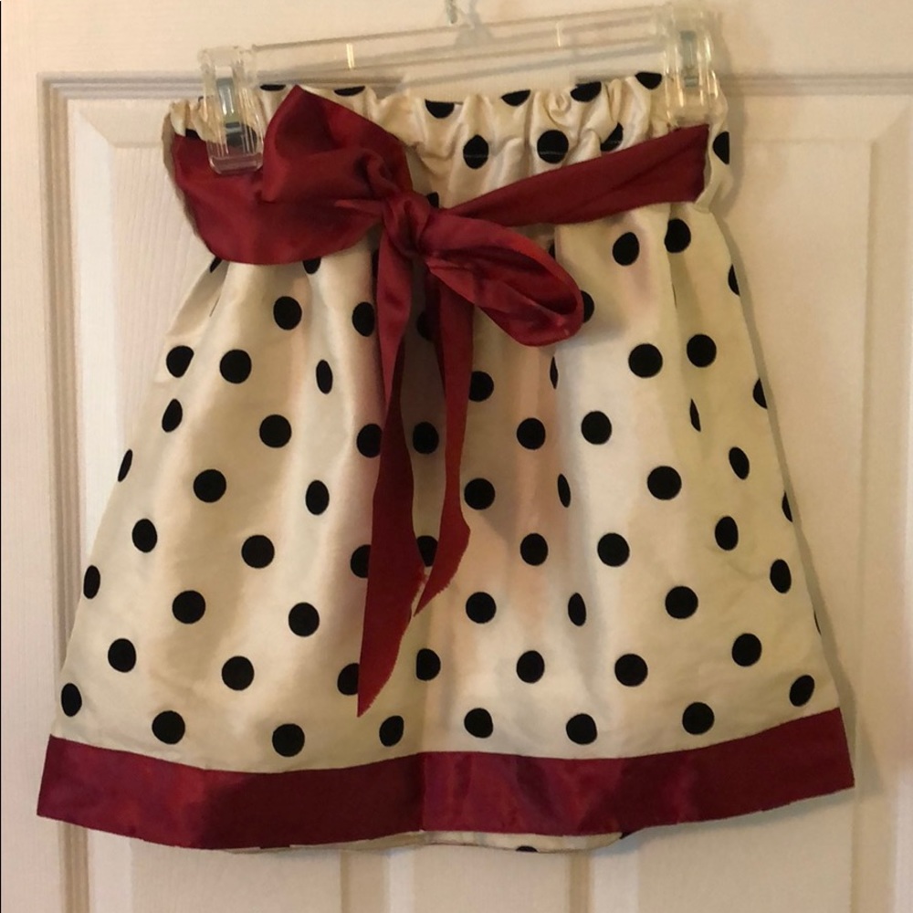 Polka dot ribbon bow skirt elastic waist size S